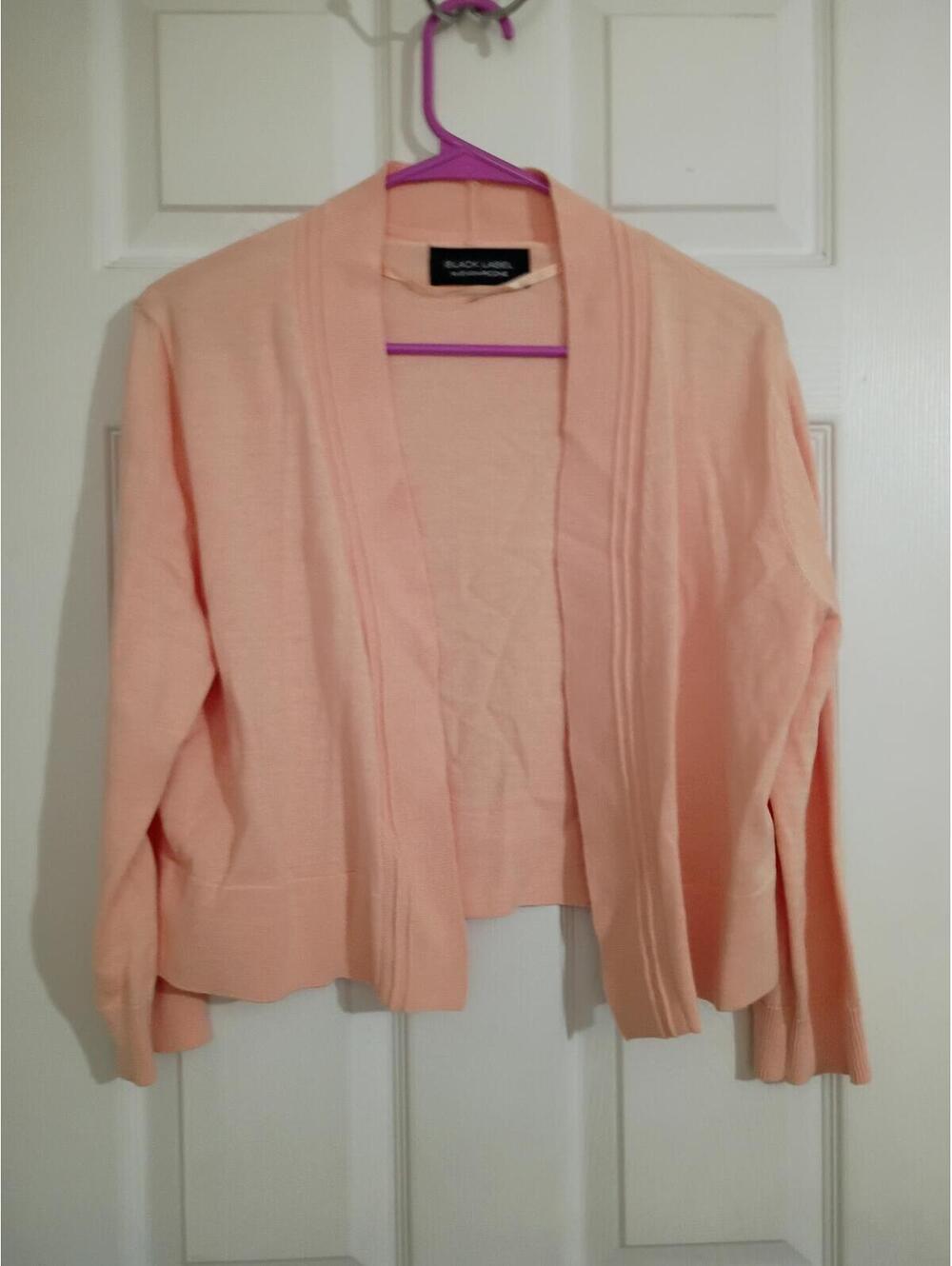 Black Label by Evan-Picone Peach Knit Cardigan Sweater Large